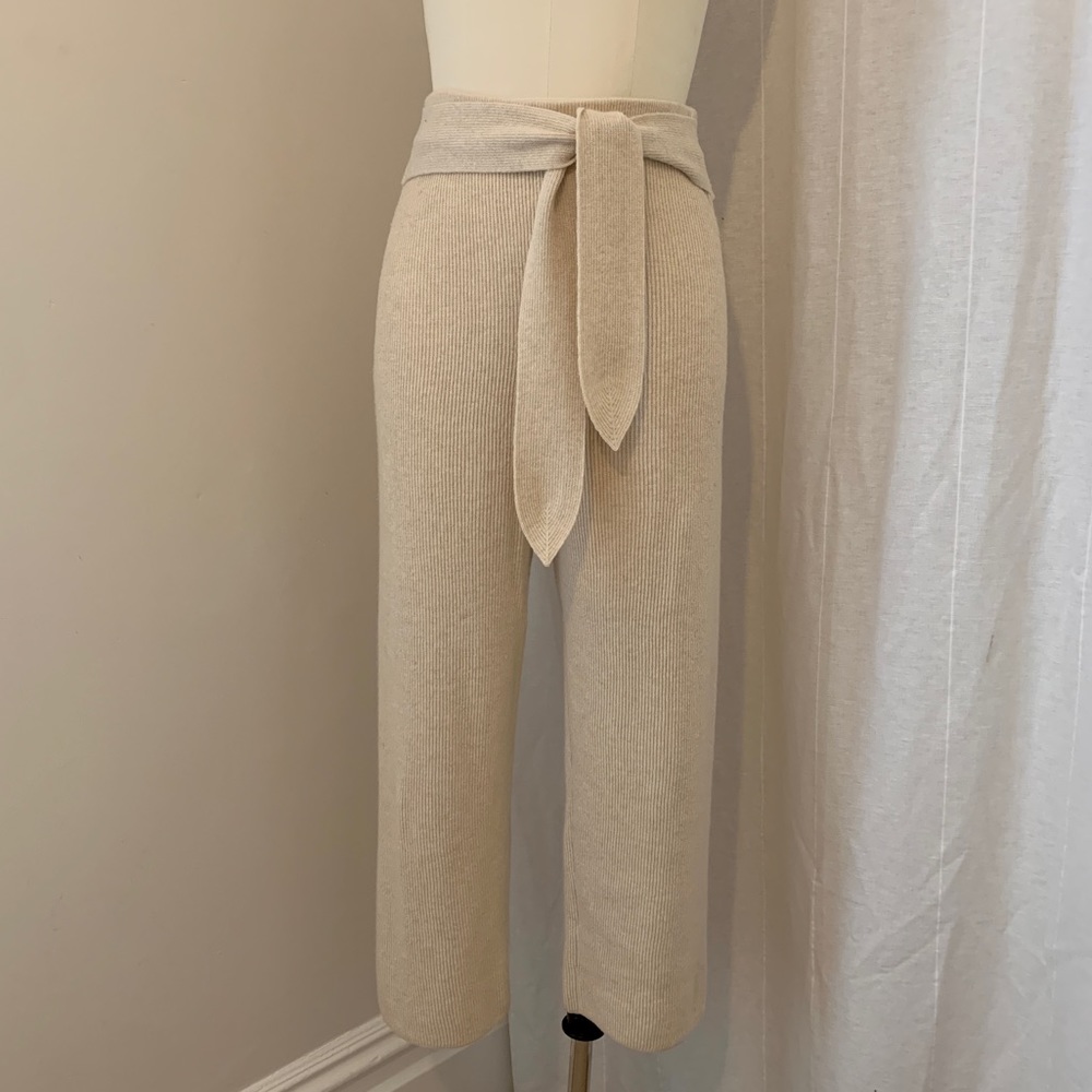 Nanushka Wool Cashmere Blend Knit Lounge Pants with Knot Tie Detail